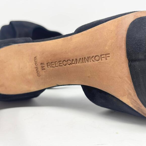 Rebecca Minkoff Ivy Black Suede Peep Toe Heels - Picture 8 of 8